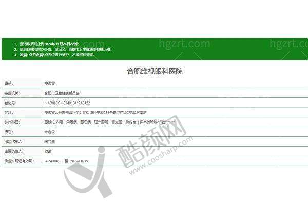 二、合肥维视眼科医院正规吗？来看看医院资质：